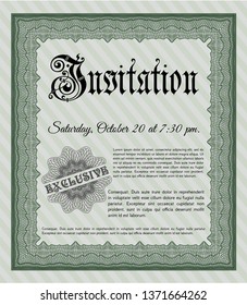 Green Invitation. Money Pattern. Detailed. Complex background. 