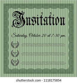 Green Invitation. Money Pattern. With quality background. Detailed. 