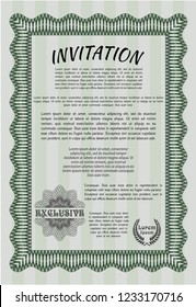 Green Invitation. Nice design. With background. Customizable, Easy to edit and change colors. 