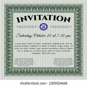 Green Invitation. Nice design. Detailed. Printer friendly. 