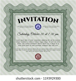Green Invitation. Perfect design. With background. Vector illustration. 
