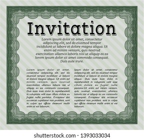 Green Invitation. Perfect design. Customizable, Easy to edit and change colors. With complex linear background. 