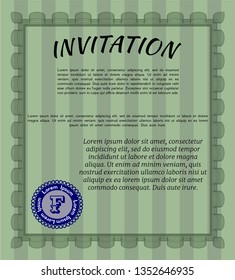 Green Invitation. Printer friendly. Beauty design. Detailed. 