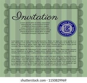 Green Invitation. Printer friendly. Lovely design. Vector illustration. 