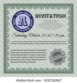 Green Invitation. With quality background. Cordial design. Vector illustration. 