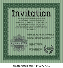 Green Invitation. With quality background. Customizable, Easy to edit and change colors. Nice design. 