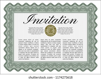 Green Invitation. With quality background. Detailed. Money design. 