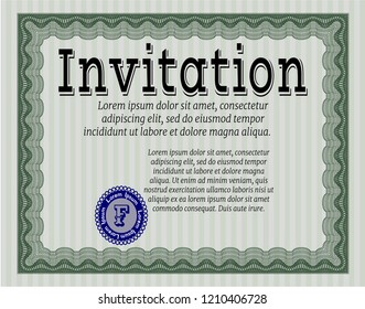 Green Invitation. With quality background. Detailed. Artistry design. 