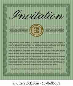 Green Invitation. With quality background. Detailed. Perfect design. 