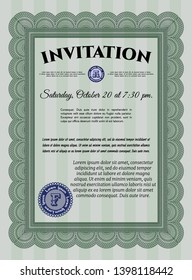 Green Invitation. With quality background. Detailed. Perfect design. 