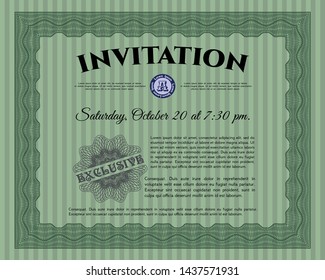 Green Invitation. With quality background. Good design. Customizable, Easy to edit and change colors. 