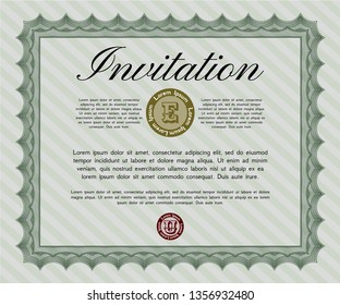 Green Invitation. With quality background. Nice design. Detailed. 