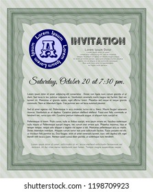 Green Invitation. With quality background. Vector illustration. Excellent design. 