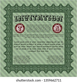 Green Invitation. With quality background. Vector illustration. Money Pattern. 