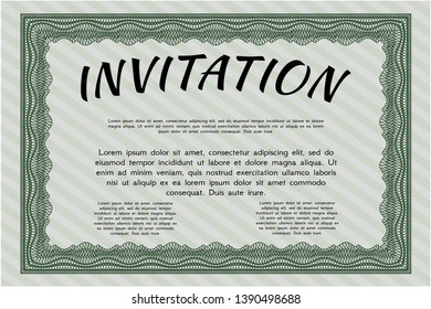 Green Invitation. Retro design. Vector illustration. With complex background. 
