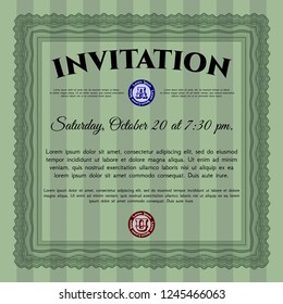 Green Invitation template. Artistry design. Customizable, Easy to edit and change colors. Printer friendly. 