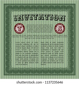 Green Invitation template. With background. Beauty design. Customizable, Easy to edit and change colors. 