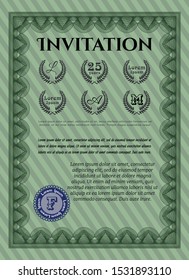 Green Invitation template. With background. Customizable, Easy to edit and change colors. Excellent design. 