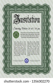 Green Invitation template. With background. Detailed. Sophisticated design. 