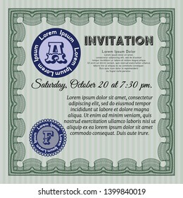 Green Invitation template. With background. Excellent design. Vector illustration. 