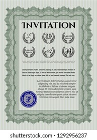 Green Invitation template. With background. Good design. Vector illustration. 