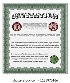 Green Invitation template. With background. Nice design. Vector illustration. 