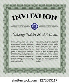 Green Invitation template. Beauty design. Easy to print. Detailed. 
