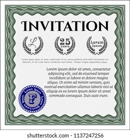 Green Invitation template. With complex background. Detailed. Perfect design. 