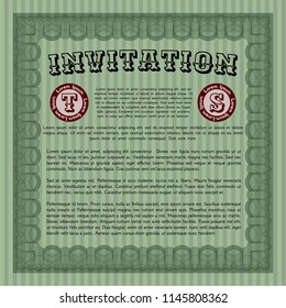 Green Invitation template. With complex background. Money design. Customizable, Easy to edit and change colors. 