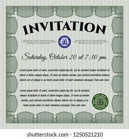 Green Invitation template. With complex background. Detailed. Modern design. 
