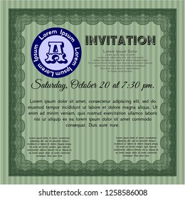 Green Invitation template. Complex background. Customizable, Easy to edit and change colors. Nice design. 