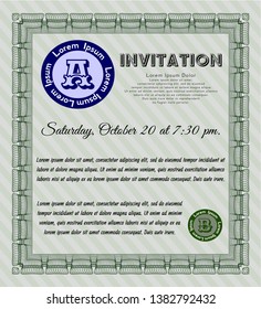 Green Invitation template. Complex background. Superior design. Vector illustration. 