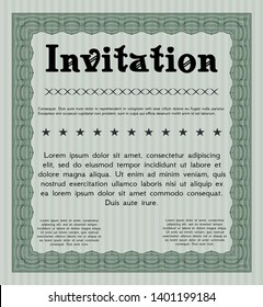 Green Invitation template. Complex background. Money Pattern design. Vector illustration. 