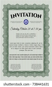 Green Invitation template. Complex background. Nice design. Detailed. 