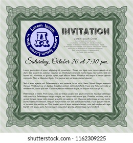 Green Invitation template. With complex linear background. Customizable, Easy to edit and change colors. Sophisticated design. 