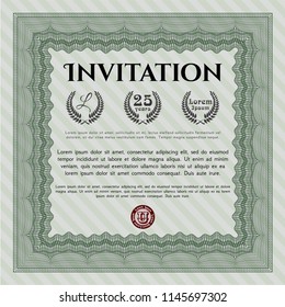 Green Invitation template. Customizable, Easy to edit and change colors. With complex background. Sophisticated design. 