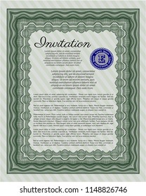 Green Invitation template. Customizable, Easy to edit and change colors. With background. Good design. 
