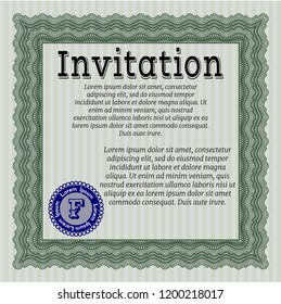 Green Invitation template. Customizable, Easy to edit and change colors. With background. Nice design. 