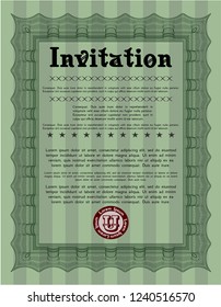 Green Invitation template. Customizable, Easy to edit and change colors. With great quality guilloche pattern. Artistry design. 