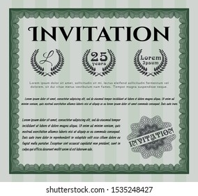 Green Invitation template. Customizable, Easy to edit and change colors. With complex background. Beauty design. 