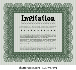 Green Invitation template. Detailed. Printer friendly. Modern design. 