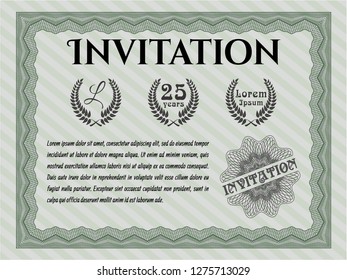Green Invitation template. Easy to print. Beauty design. Customizable, Easy to edit and change colors. 