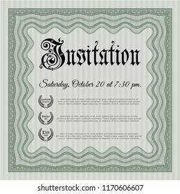 Green Invitation template. Elegant design. Customizable, Easy to edit and change colors. Printer friendly. 