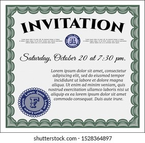 Green Invitation template. Elegant design. Customizable, Easy to edit and change colors. Easy to print. 