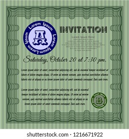 Green Invitation template. Excellent design. Complex background. Detailed. 