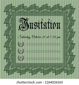 Green Invitation template. Excellent design. Complex background. Detailed. 