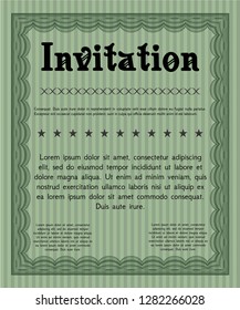 Green Invitation template. Excellent design. Detailed. With quality background. 