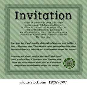 Green Invitation template. Good design. Customizable, Easy to edit and change colors. With quality background. 