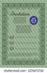 Green Invitation template. Good design. Vector illustration. With complex background. 