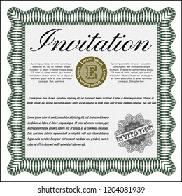 Green Invitation template. With linear background. Customizable, Easy to edit and change colors. Lovely design. 
